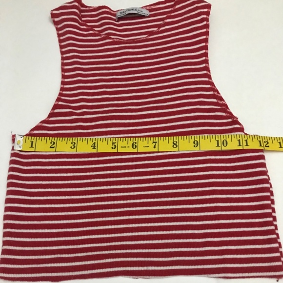 Zara Trafaluc Women’s Top Striped Red & Withe Color Size Small - Picture 2 of 4